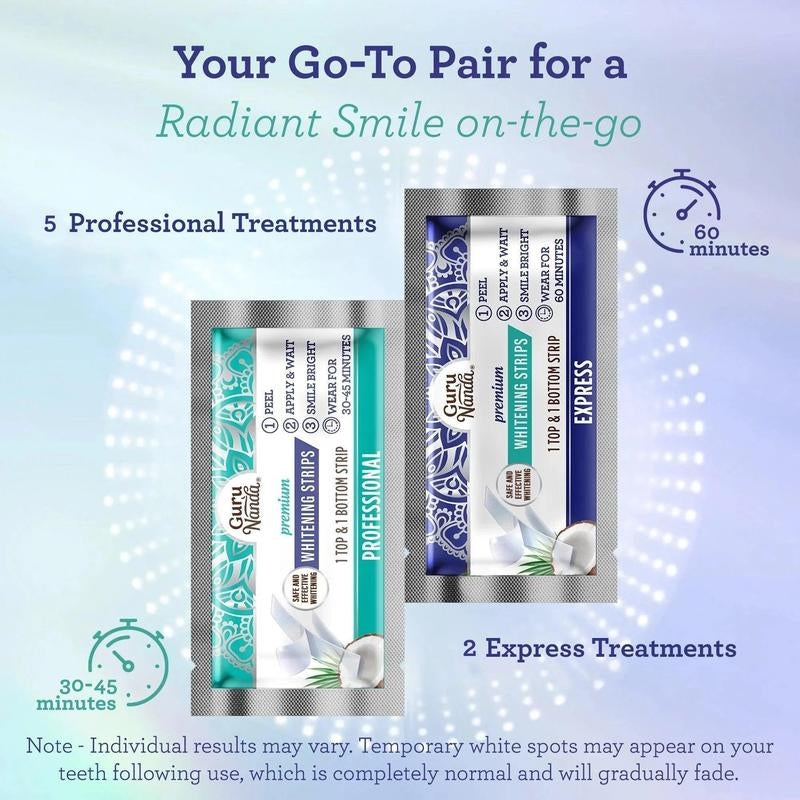 Achieve a Brilliant Smile with Gurunanda Whitening Strips - 7-Day Enamel-Safe Treatment for Sensitive Teeth